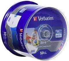 BD-R 25GB 16X WITH BRANDED SURFACE 50PK VERBATIM